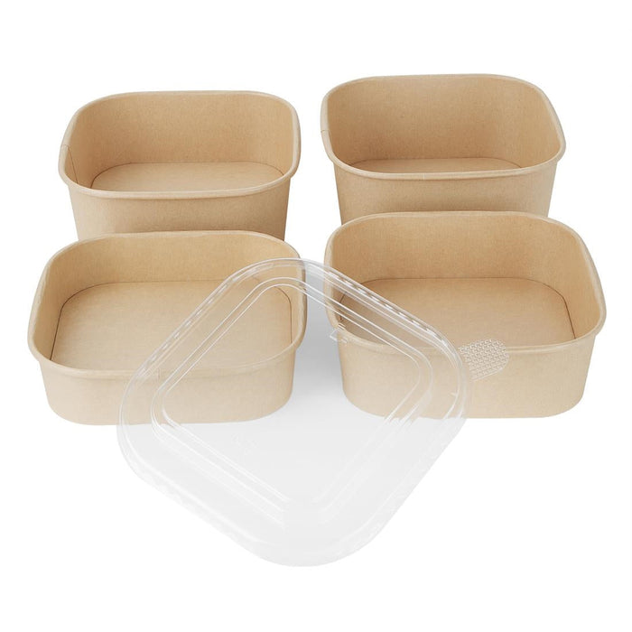 Fiesta Recyclable PET lid for Square Container Bases (300 Pack) Fiesta Recyclable