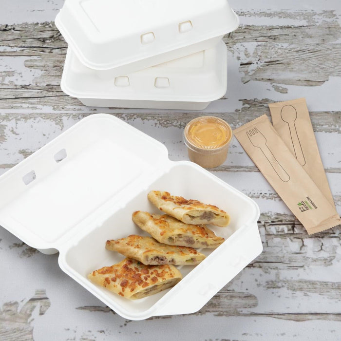 Fiesta Compostable Bagasse Food Containers 9x6" (200 Pack) Fiesta Compostable