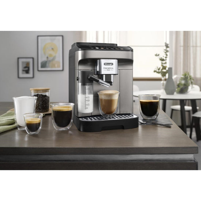 De'Longhi Magnifica Evo Fully Automatic Bean to Cup Coffee Machine ECAM29 Titanium & Black DeLonghi