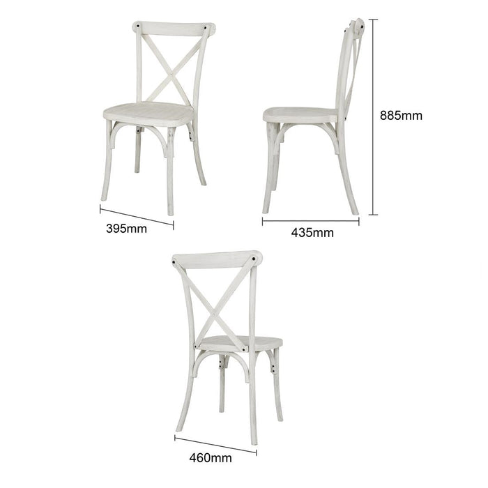 Bolero Manhattan Cross-Back Resin Chairs Limewash (4 Pack) Bolero