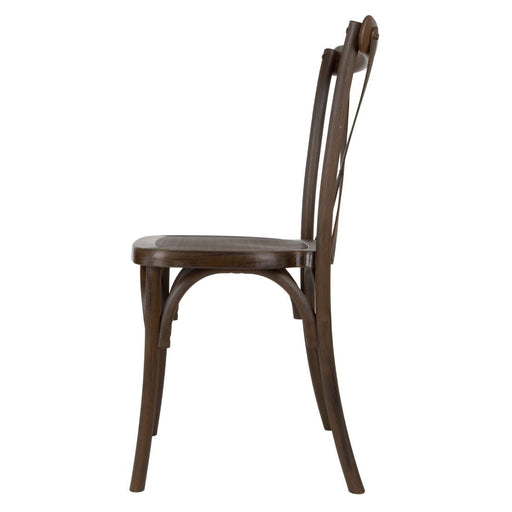 Bolero Manhattan Cross-Back Resin Chairs Dark Wood Effect (4 Pack) Bolero