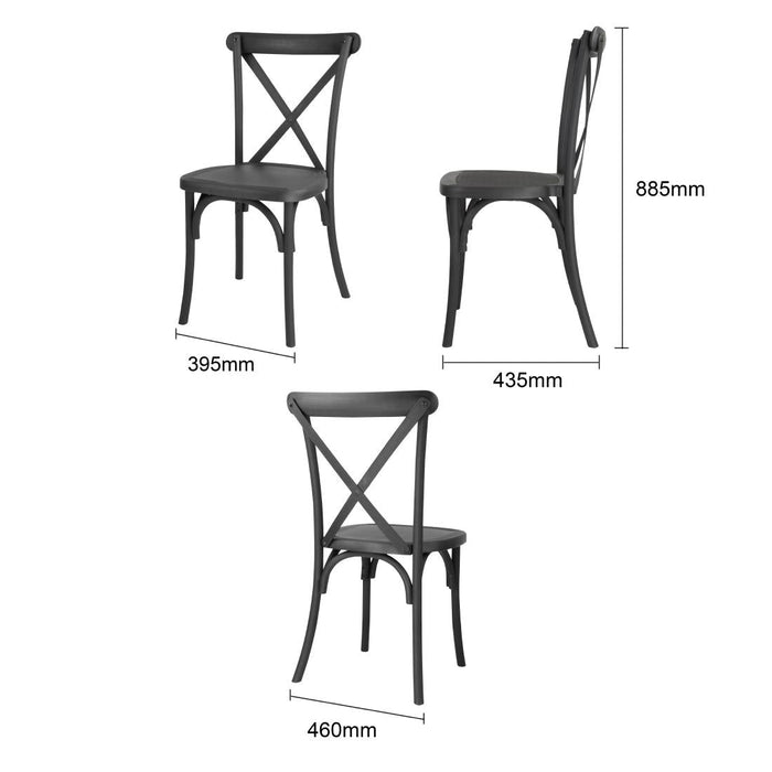 Bolero Manhattan Cross-Back Resin Chairs Black (4 Pack) Bolero