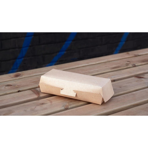 Notpla 8"x3" Clamshell Hot Dog Boxes - Kraft (250 Pack) Notpla