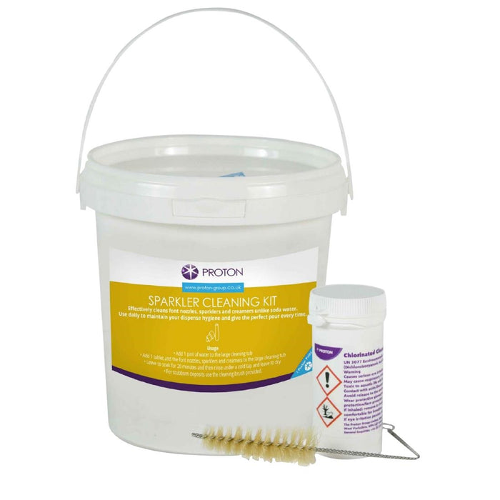 Contains: 75x Low chlorine sanitising tablets, 1x cleaning brush, 1x cleaning tub and lid