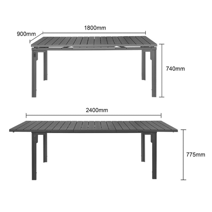 Bolero Valletta Grey Slatted Extendable Outdoor Dining Table Bolero
