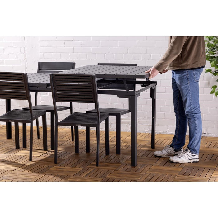 Bolero Valletta Grey Slatted Extendable Outdoor Dining Table Bolero