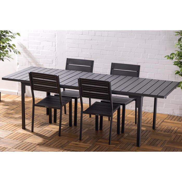 Bolero Valletta Grey Slatted Extendable Outdoor Dining Table Bolero