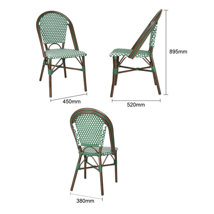 Bolero Parisian Style PE Rattan Chair Green Dot Mix (2 Pack) Bolero