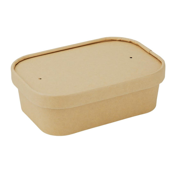 Fiesta Recyclable Paper Lids for Rectangular Containers (300 Pack) Fiesta Recyclable