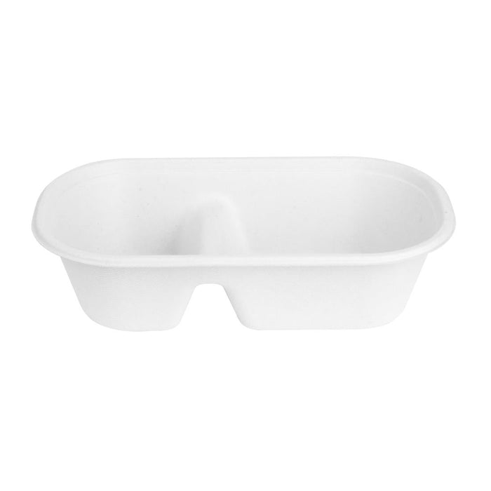 Fiesta Compostable Bagasse Oval 2-Compartment Container 900ml (100 Pack) Fiesta Compostable