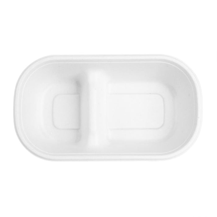 Fiesta Compostable Bagasse Oval 2-Compartment Container 900ml (100 Pack) Fiesta Compostable