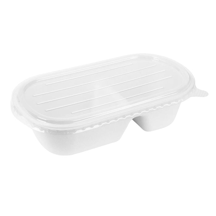 Fiesta Recyclable PET Lids for Bagasse Oval Containers (100 Pack) Fiesta Recyclable
