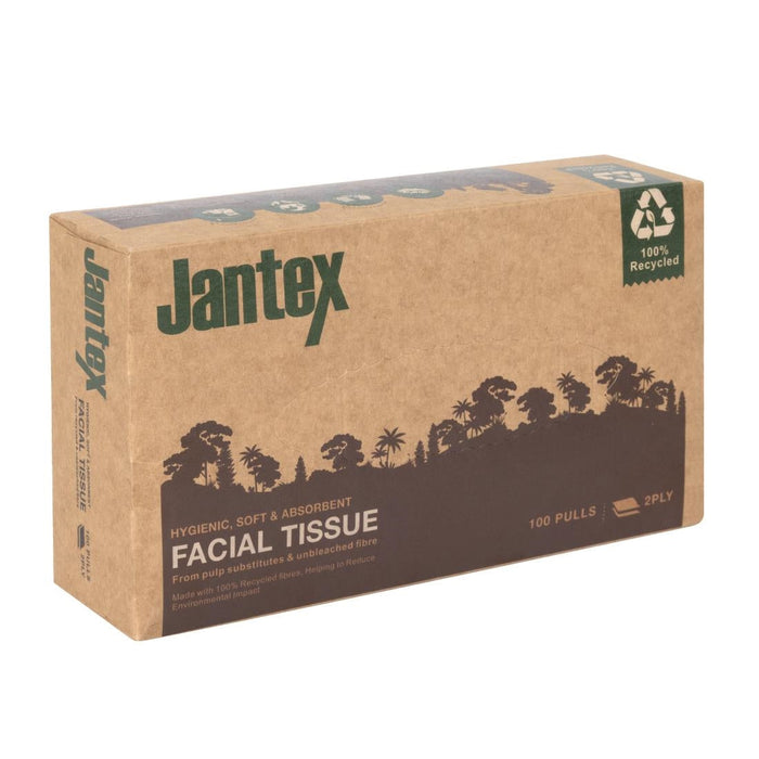 Jantex Green 100% Recycled Facial Tissues 100 Sheets (36 Pack) Jantex