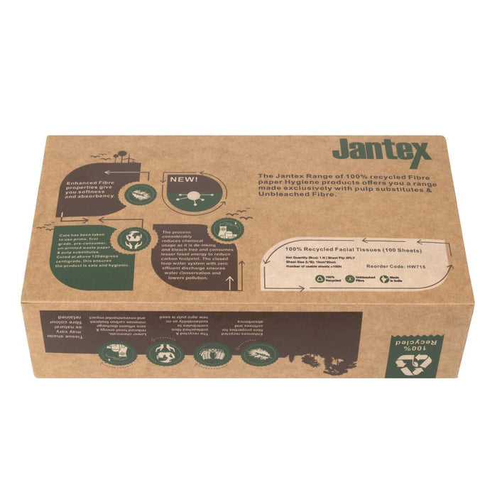 Jantex Green 100% Recycled Facial Tissues 100 Sheets (36 Pack) Jantex