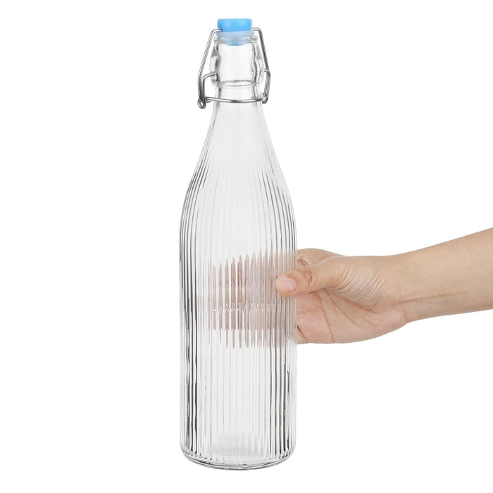 Olympia Ridged Swing Top Water Bottles 1Ltr (6 Pack) Olympia