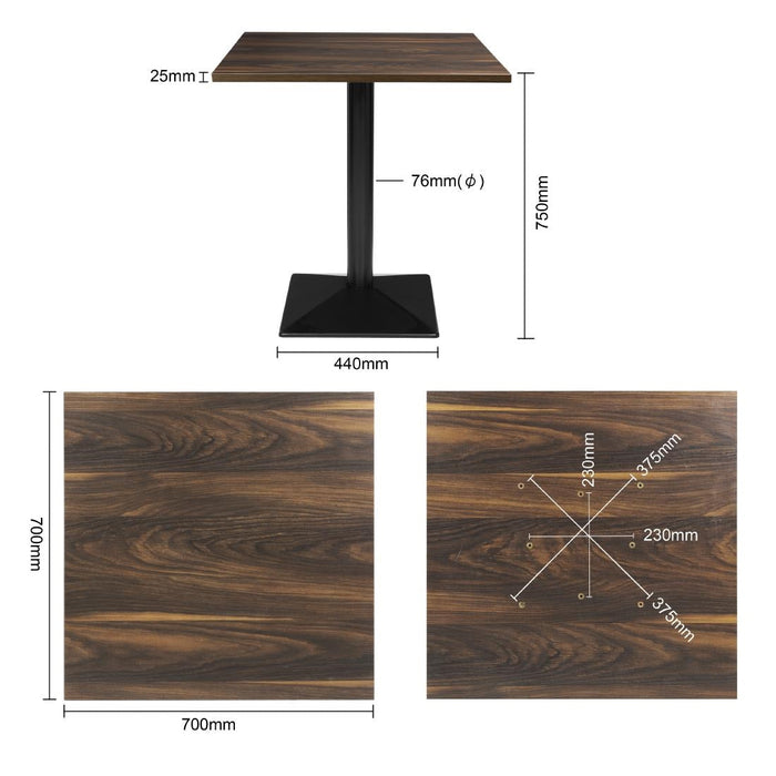 Bolero Complete Table Square Dark Wood Effect 700mm Bolero