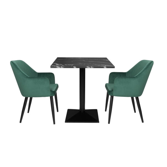 Bolero Complete Table Square Black Stone Effect 700mm Bolero