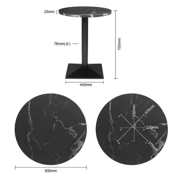Bolero Complete Table Round Black Stone Effect 600mm Bolero