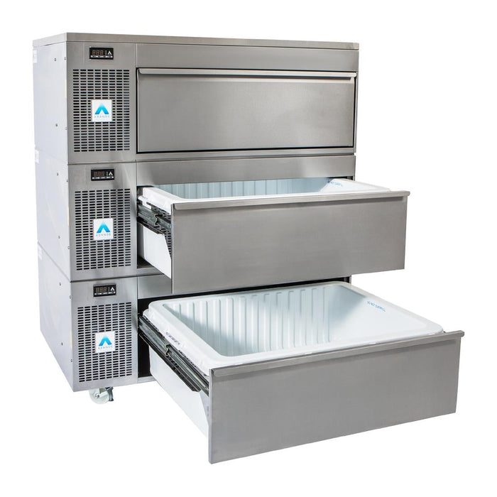 Adande 3 Drawer Variable Temp Fridge Freezer with Standard Castors & Solid Work Top VCS R2 V1 Adande