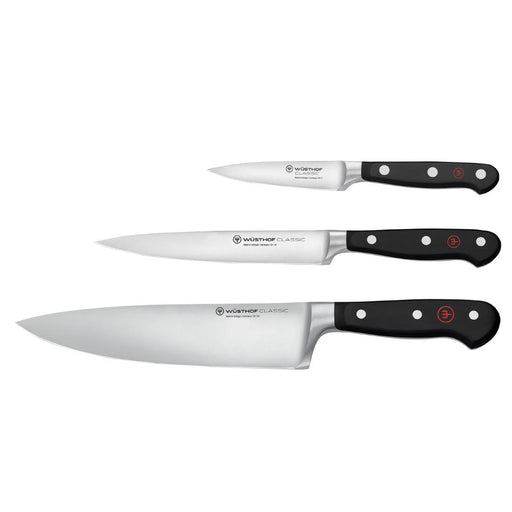 Contains: Paring, Utility and Chef's Knives. Packaged Length: 380mm