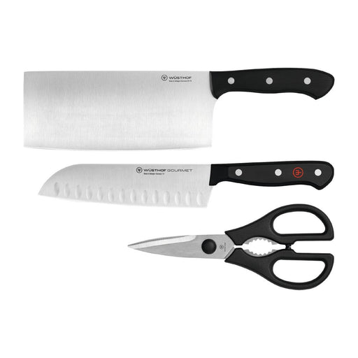 Contains: Santoku, Chinese Chef's Knife, Kitchen Shears