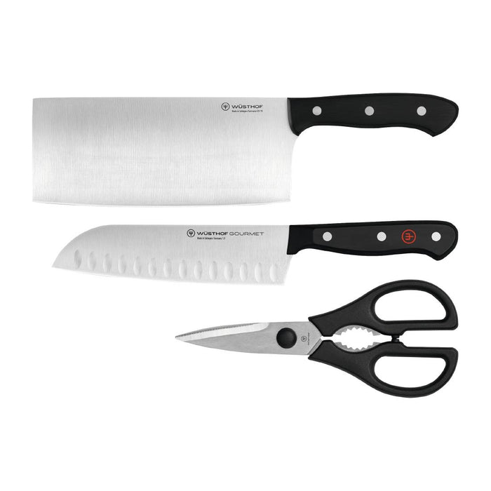 Contains: Santoku, Chinese Chef's Knife, Kitchen Shears