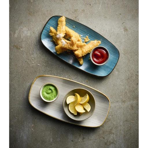 Churchill Stonecast Raw Teal Chefs Oblong Plates 270 x 127mm (12 Pack) Churchill Super Vitrified