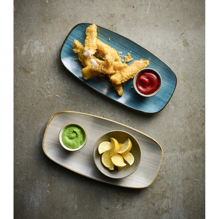 Churchill Stonecast Raw Grey Chefs Oblong Plates 270 x 127mm (12 Pack) Churchill Super Vitrified