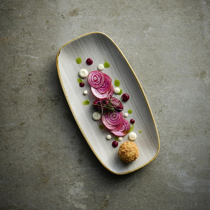 Churchill Stonecast Raw Grey Oblong Chefs Plates 180x 100mm (12 Pack) Churchill Super Vitrified