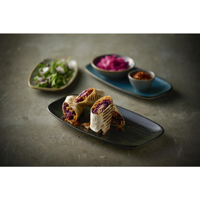 Churchill Stonecast Raw Black Chefs Oblong Plates 280 x 152mm (12 Pack) Churchill Super Vitrified