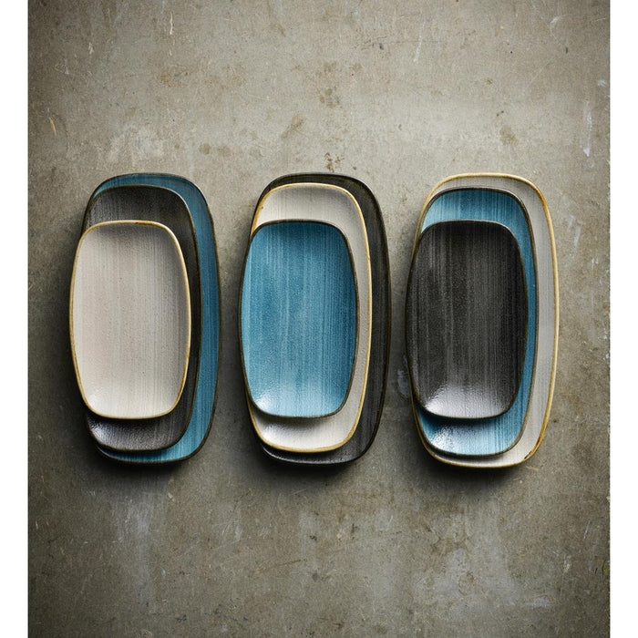 Churchill Stonecast Raw Black Oblong Chefs Plates 180 x 101mm (12 Pack) Churchill Super Vitrified