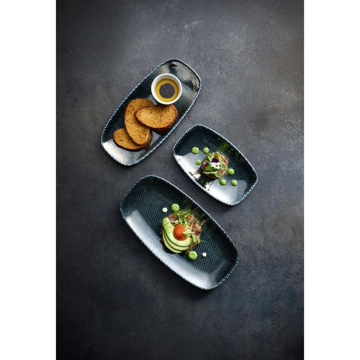 Churchill Studio Prints Astro Metallic Blue Oblong Chefs Plates 178x 105mm (12 Pack) Churchill Super Vitrified