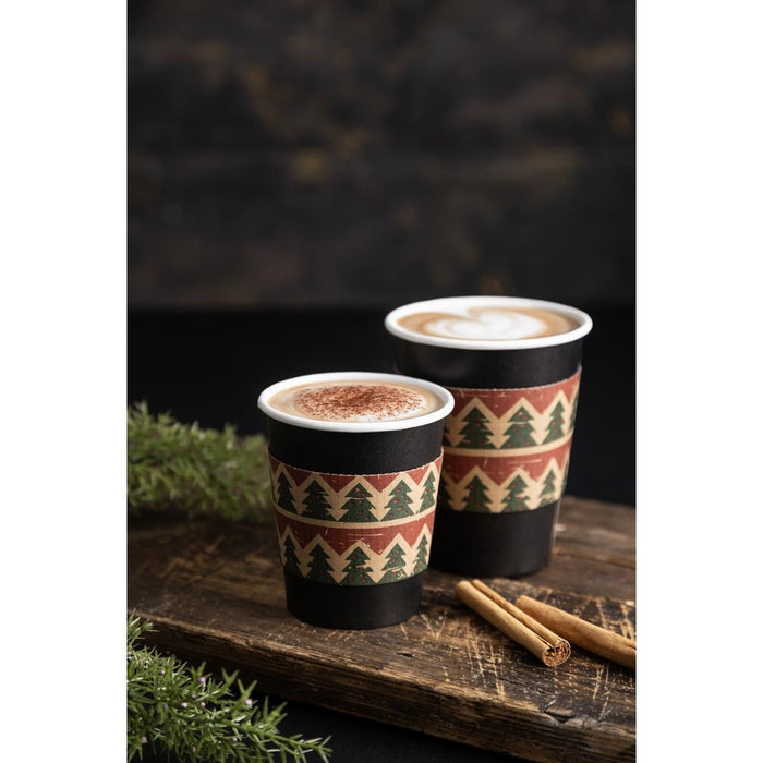 Fiesta Recyclable Christmas Cup Sleeves for 8oz Hot Cups (100 Pack) Fiesta Recyclable