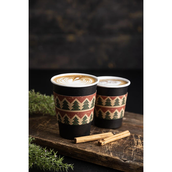 Fiesta Recyclable Christmas Cup Sleeves for 12oz Hot Cups (100 Pack) Fiesta Recyclable