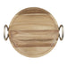 Olympia Round Dish Acacia Wood Metal Handles 345x305x80mm Olympia