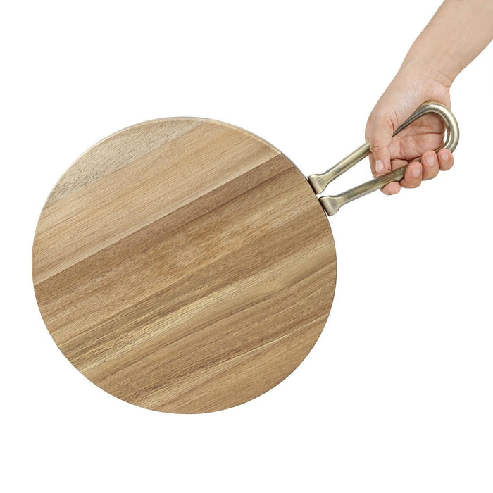 Olympia Round Paddle Board Acacia Wood Metal Handle 458x305mm Olympia