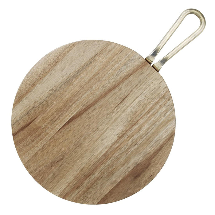 Olympia Round Paddle Board Acacia Wood Metal Handle 505x356mm Olympia