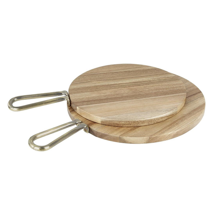 Olympia Round Paddle Board Acacia Wood Metal Handle 505x356mm Olympia