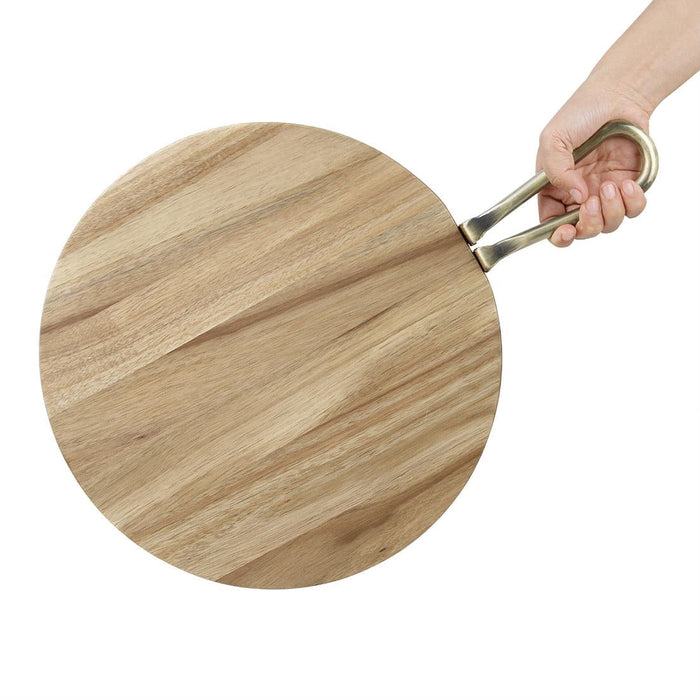 Olympia Round Paddle Board Acacia Wood Metal Handle 505x356mm Olympia