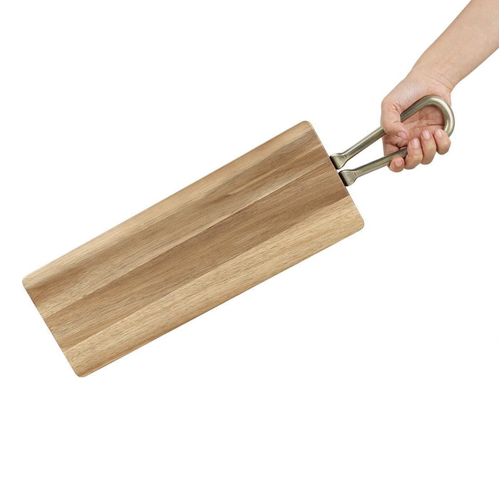Olympia Rectangular Paddle Board Acacia Wood Metal Handle 575x152mm Olympia