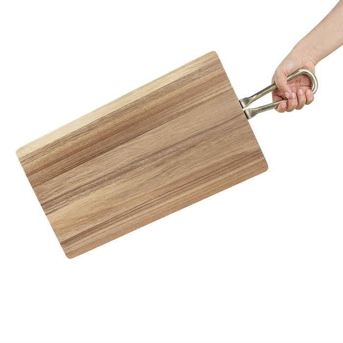Olympia Rectangular Paddle Board Acacia Wood Metal Handles 615x260x20mm Olympia