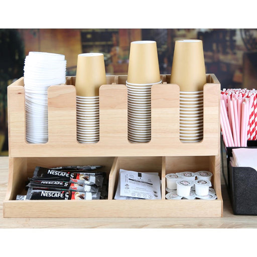 Olympia Cup and Condiment Station Hevea Wood 450x120x240mm Olympia