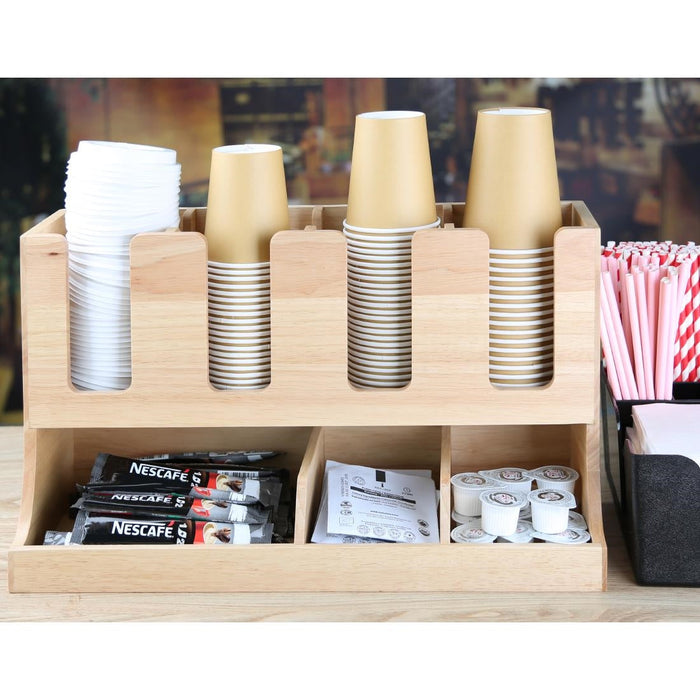 Olympia Cup and Condiment Station Hevea Wood 450x120x240mm Olympia