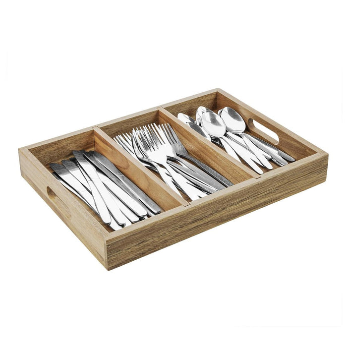 Olympia 3 Section Cutlery Tray Acacia Wood Olympia