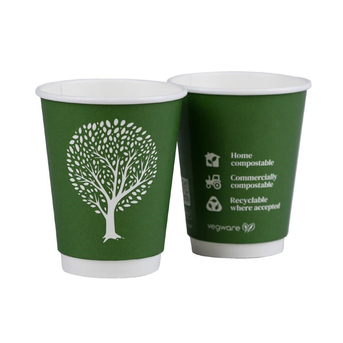 Vegware Green Tree Double Wall Hot Cups 8oz 79-Series (500 Pack) Vegware
