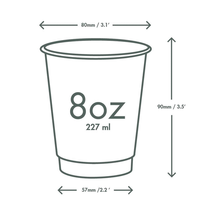 Vegware Green Tree Double Wall Hot Cups 8oz 79-Series (500 Pack) Vegware