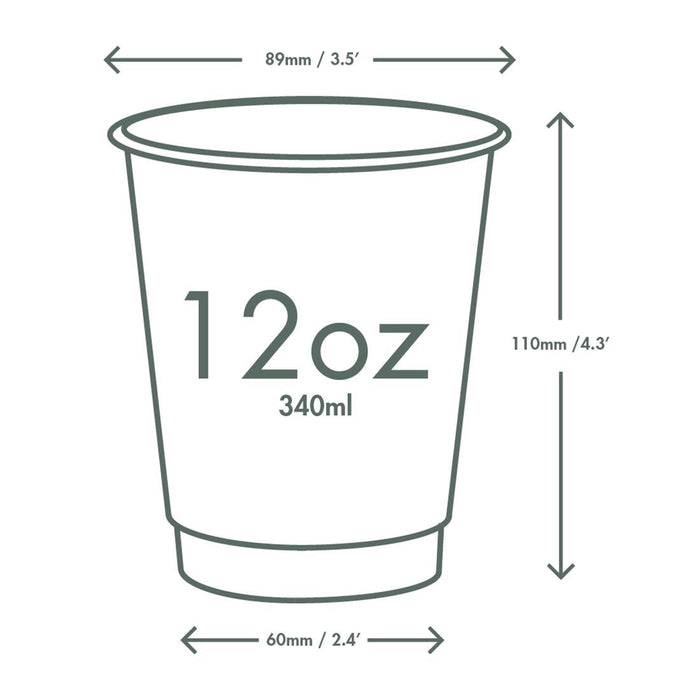 Vegware Green Tree Double Wall Hot Cups 12oz 89-Series (500 Pack) Vegware