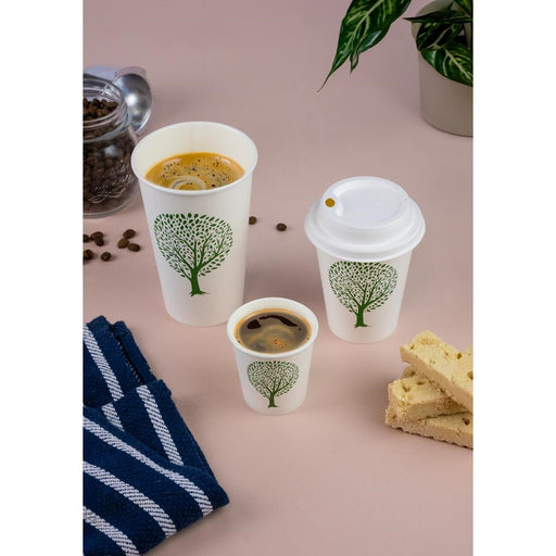 Vegware Green Tree White Hot Cups 4oz 62-Series (1000 Pack) Vegware