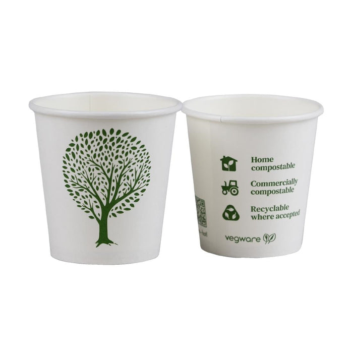 Vegware Green Tree White Hot Cups 4oz 62-Series (1000 Pack) Vegware