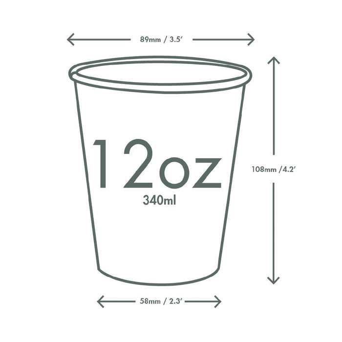 Vegware Green Tree White Hot Cups 12oz 89-Series (1000 Pack) Vegware